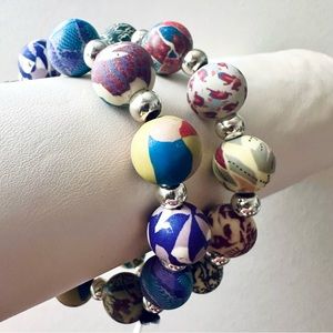 Viva Beads Chunky Silver Clay Handmade Set of Two Bracelets NWT